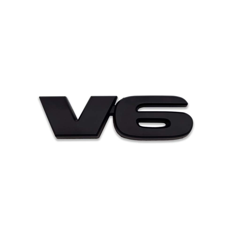 Legierung V6 Auto Emblem Logo 3D V6 Motor Abzeichen Klassisches Auto Kofferticket Aufkleber für VW Honda Audi(Black) von HolaDemo