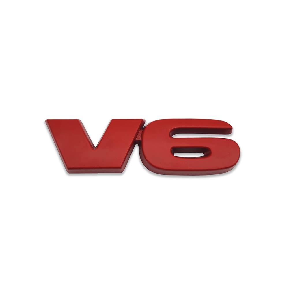 Legierung V6 Auto Emblem Logo 3D V6 Motor Abzeichen Klassisches Auto Kofferticket Aufkleber für VW Honda Audi(Red) von HolaDemo