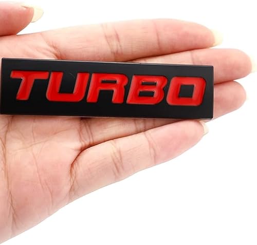 Turbo Emblem 3D-Metall-Kennzeichnung Auto Motorhaube Lastwagen Tür Seite Schlammabdeckung hinten Gepäckwagen Etikett Allgemeine Dekoration (Black Red) von HolaDemo