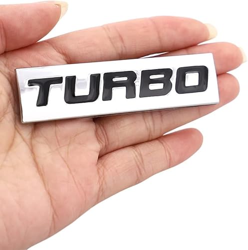 Turbo Emblem 3D-Metall-Kennzeichnung Auto Motorhaube Lastwagen Tür Seite Schlammabdeckung hinten Gepäckwagen Etikett Allgemeine Dekoration (Silver Black) von HolaDemo