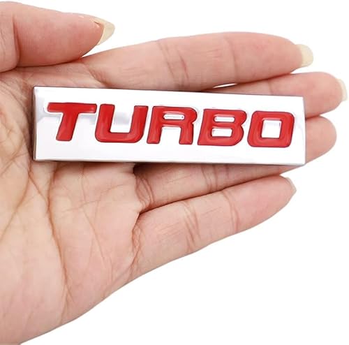 Turbo Emblem 3D-Metall-Kennzeichnung Auto Motorhaube Lastwagen Tür Seite Schlammabdeckung hinten Gepäckwagen Etikett Allgemeine Dekoration (Silver Red) von HolaDemo