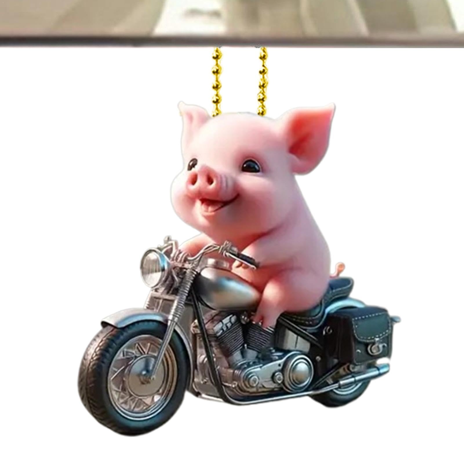 Holdes Hog Car-Anhänger, Hog Car-Zubehör - Glücksschwein-Accessoires-Ornament - Acryl 2D Lustiger Schwein Weihnachtsbaum Anhänger für Kinder Frauen für Auto, Zuhause von Holdes