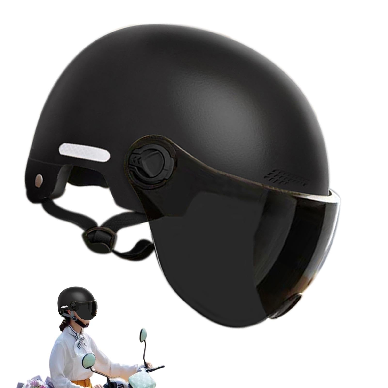 Holdes Motorrad-Halbkopfbedeckung,Halbkopfbedeckung - Tragbare Halbkopfkappe für Motorräder - Open-Face-Kopfbedeckung, Half-Face-Fahrradhüte, Sonnenschutz für Cruiser, Roller, Motorrad, Motocross von Holdes