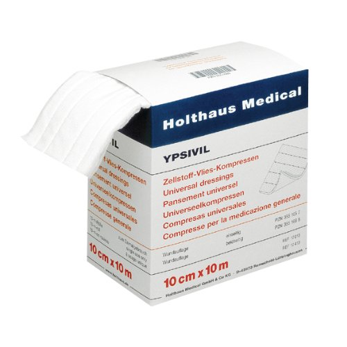 Holthaus Medical 10 x YPSIVIL Zellstoff-Vlies-Kompresse einseitig unsteril10 cm x 10 m von Holthaus Medical