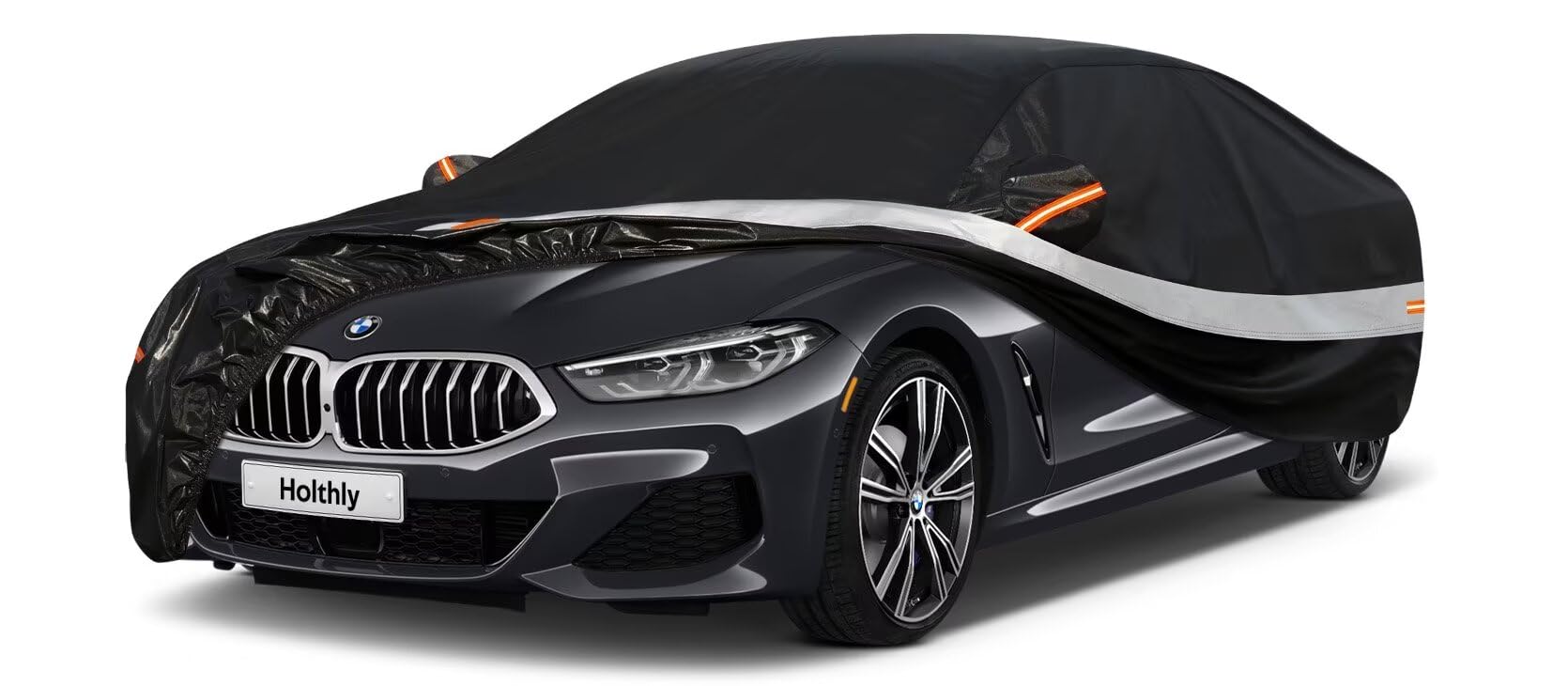 Holthly Auto Abdeckplane, Autoabdeckung für BMW 8 er (G16), 840i (2019-2024), 10 Schichten 100% Wasserdicht und Atmungsaktiv, Outdoor Autoplane Regen Schnee Sonne UV-Schutz, Schwarz Abdeckung. von Holthly