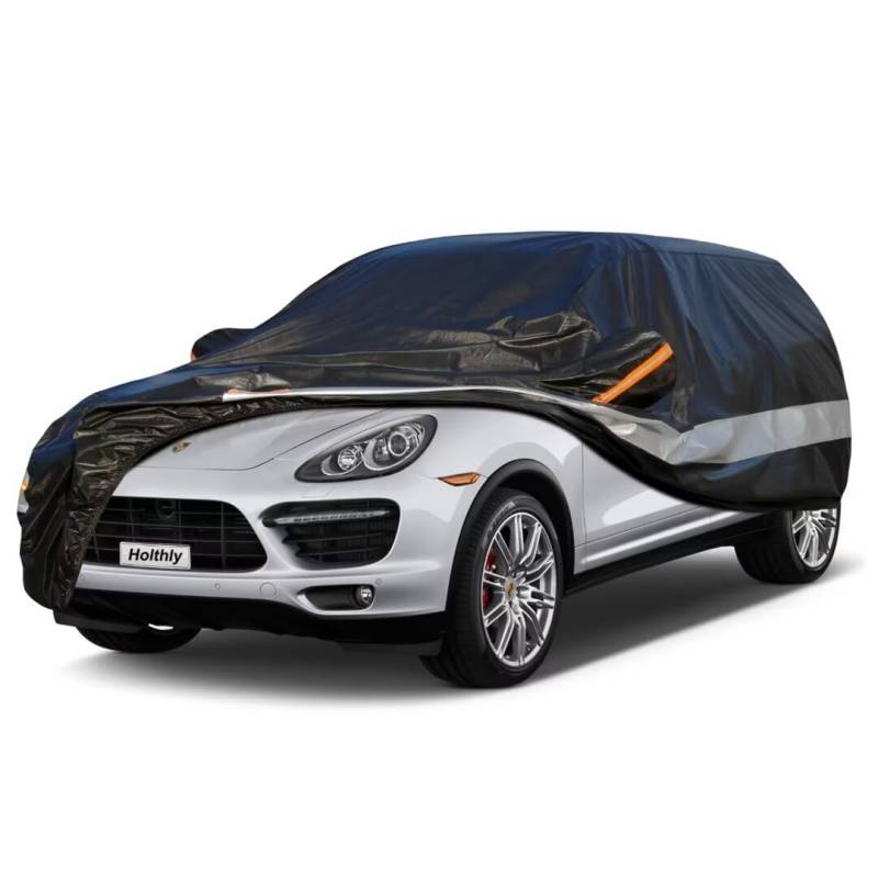 Holthly Auto Abdeckplane, Autoabdeckung für Porsche Cayenne (2002-2024), 10 Schichten 100% Wasserdicht und Atmungsaktiv, Outdoor Autoplane Regen Schnee Sonne UV-Schutz, Schwarz Abdeckung. von Holthly