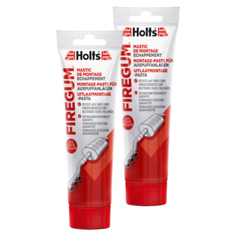 Holts 2X Auspuffanlage Montagepaste Firegum Tube Autopflege Rohrverbindung Gasdicht Hitzebeständig 150 G 204204 von Holts