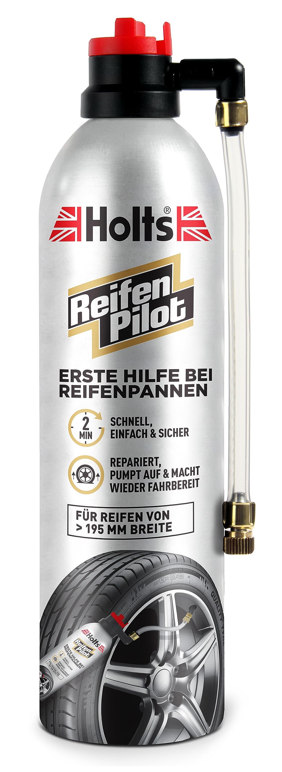 Holts Reifenpilot Reifendichtmittel Pannenspray Reifenreparaturset Schnell und Sicher Wieder auf der Straße. Ohne Werkzeug, Ohne Reifenwechsel, 500ml, Keine von Holts