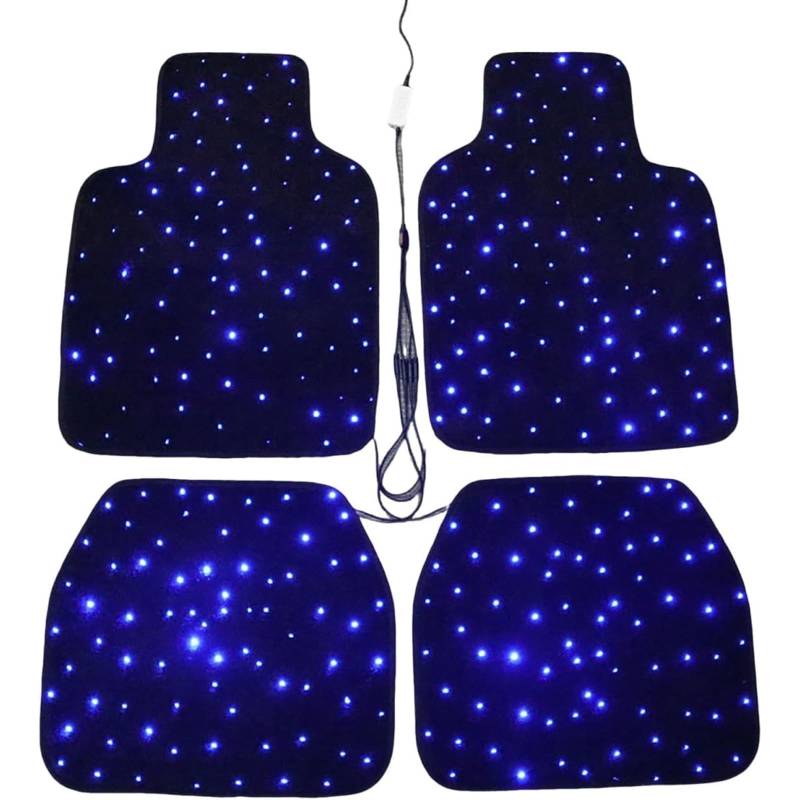 Starlight Floor Mats for Car, Light Up Car Mats, LED Waterproof RGB Full Set Rainbow Light Car Floor Mats, Shiny Starry Sky Non-Slip Car Mat,Washable Fiber Optic Lights Luminous Carpet(DC Cable) von Homaskylynn