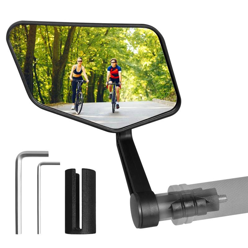 Homieway Fahrradspiegel, Echtglas HD Rückspiegel Fahrrad,Konvexer Fahrradspiegel für E-Bike,360° Drehbar Bar End Fahrrad-lenkerspiegel,Universal Fahrrad Spiegel für Lenker Links (15-23mm) von Homieway