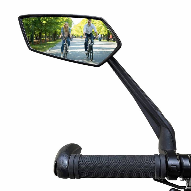 Homieway Fahrradspiegel,Fahrrad Rückspiegel für Lenker,Extra große Spiegelfläche,HD Schlagfestes Echtglas 360° Verstellbarer Fahrradrückspiegel,Langer Griff Fahrrad Spiegel für E-Bike Glieder Links von Homieway