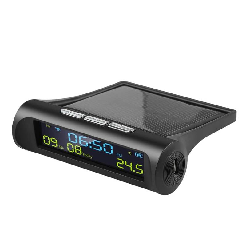 HondoKet Auto Solar Digital Uhr mit LCD Zeit Datum In-Car Temperatur Display für Outdoor Persönliche Autoteil Dekoration A von HondoKet