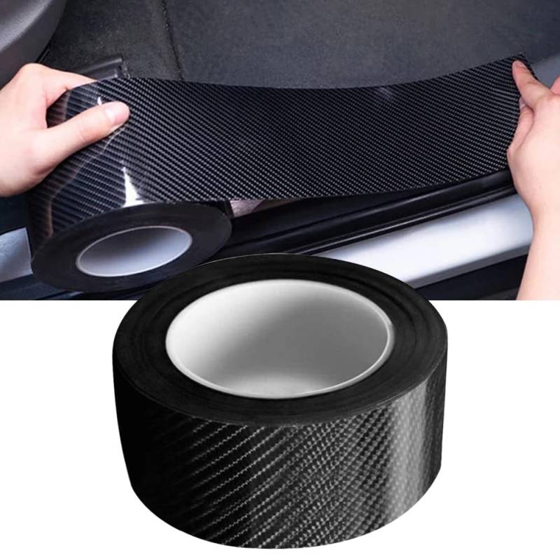 Auto Einstiegsleisten Aufkleber, Auto Gummi Stoßstange Spoiler Kantenschutz Carbon Anti Scratch Aufkleber Universal Autotür Schutz(5 cm * 10 m schwarz) von Honeyhouse