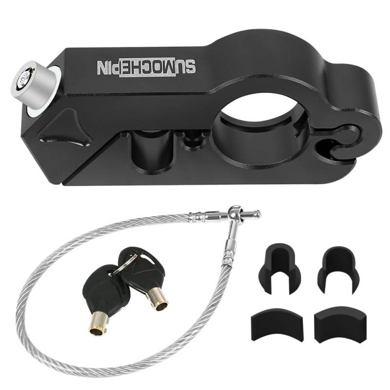 Motorrad Lenkerschloss, Schwarz Universal Grip Brake Lever Lock & Helm Lock Combo, CNC Aluminium Legierung Anti-Diebstahl-Motorrad-Bremsschloss für Motorrad Bike ATV Scooter von Honeyhouse