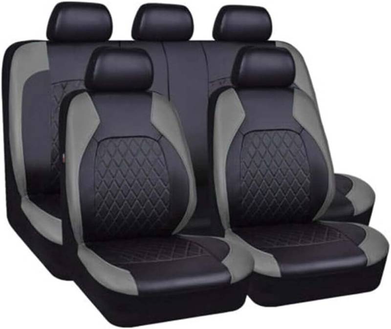 Hongtaidect 9Pcs Set Autositzschutz, Für MG ZS MG4 MG5 ZS EV 2022 2023 Leder Volle Autositzbezüge Atmungsaktives Autositzkissen,Grau von Hongtaidect