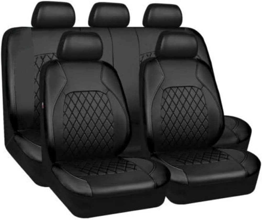 Hongtaidect 9Pcs Set Autositzschutz, Für MG ZS MG4 MG5 ZS EV 2022 2023 Leder Volle Autositzbezüge Atmungsaktives Autositzkissen,Schwarz von Hongtaidect