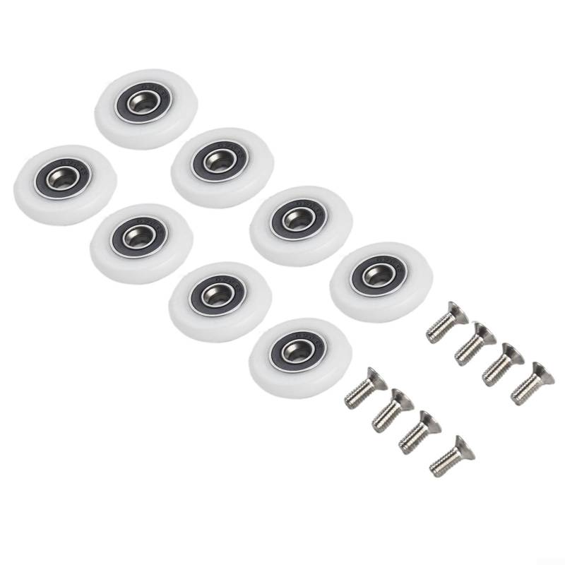 8 Sets Duschtüren, Rollen, Laufschienen, Duschtür, Ersatz-Rollenläufer mit 8 Edelstahlschrauben für Duschtür (19 mm) von Honseadek