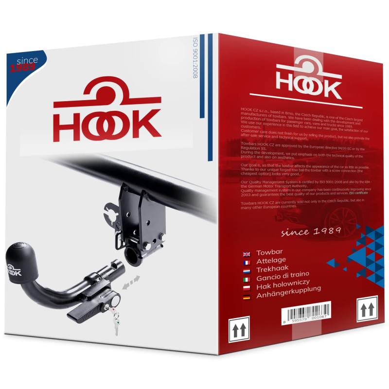 Hook Anhängerkupplung horizontal abnehmbare AHK kompatibel mit Ford S-Max I 05.2006-2015 + universell Elektrosatz 13-polig, 140405@WH2SG13 von Hook