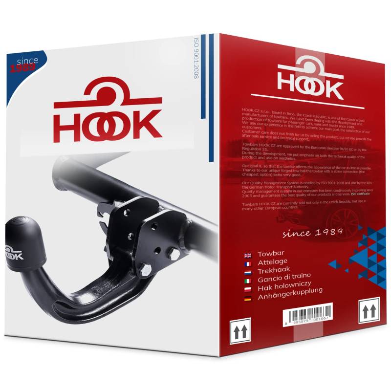 Hook starre AHK Anhängerkupplung kompatibel mit Citroen C4 Picasso II 06.2013-2018 + universell Elektrosatz 13-polig von Hook