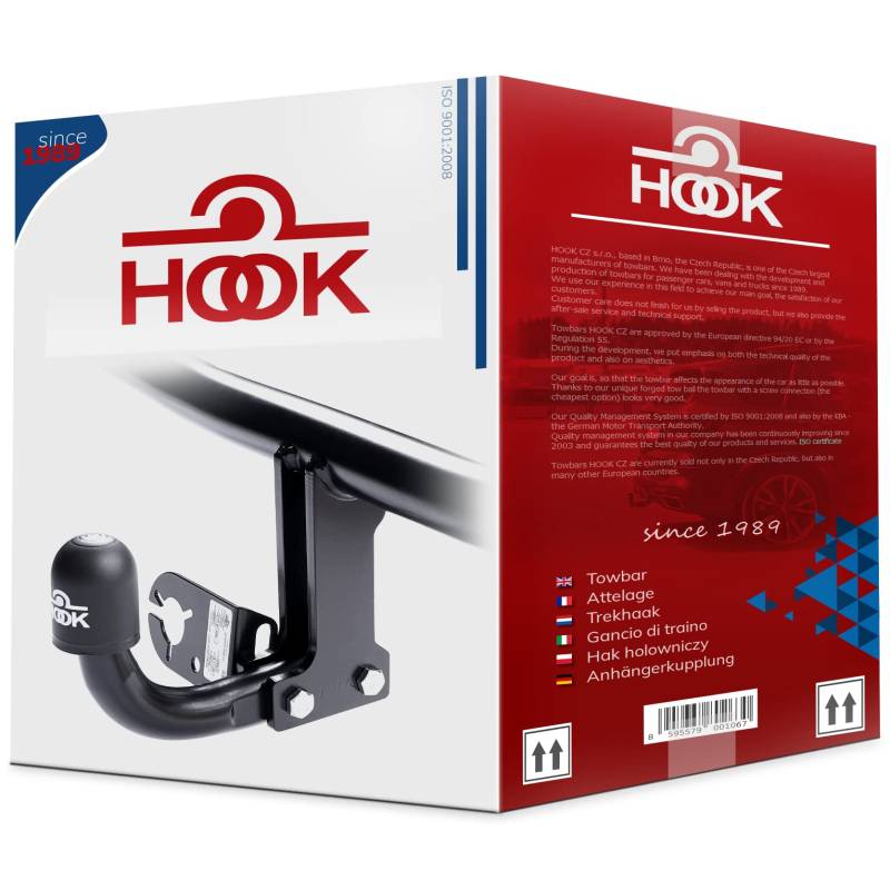 Hook starre AHK Anhängerkupplung kompatibel mit Peugeot Expert II Van 01.2007-2016 + universell Elektrosatz 13-polig von Hook