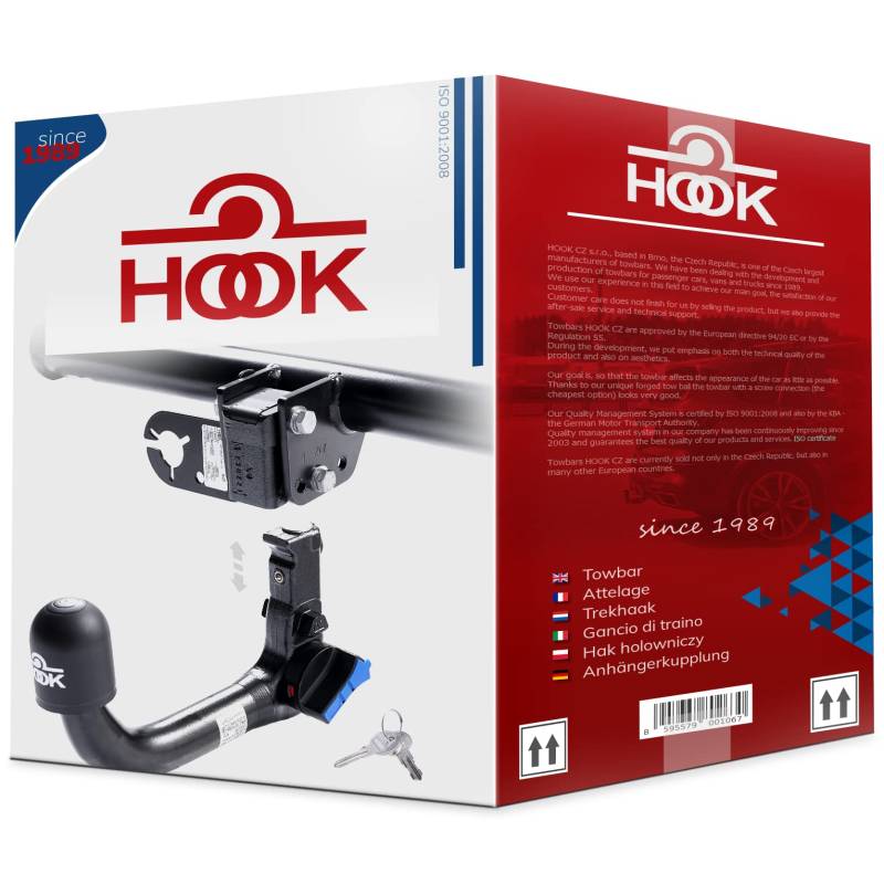 Hook vertikal abnehmbare AHK Anhängerkupplung kompatibel mit Volkswagen Tiguan I 5N 11.2007-2016 + universell Elektrosatz 13-polig von Hook