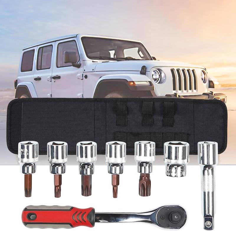 Hoolcar Torx-Werkzeugset für harte Ober- und Türentfernung, Steckschlüssel, Multi-Tool-Koffer für Jeep Wrangler TJ JK JKU JL JLU Sport Sahara Rubicon X von Hoolcar