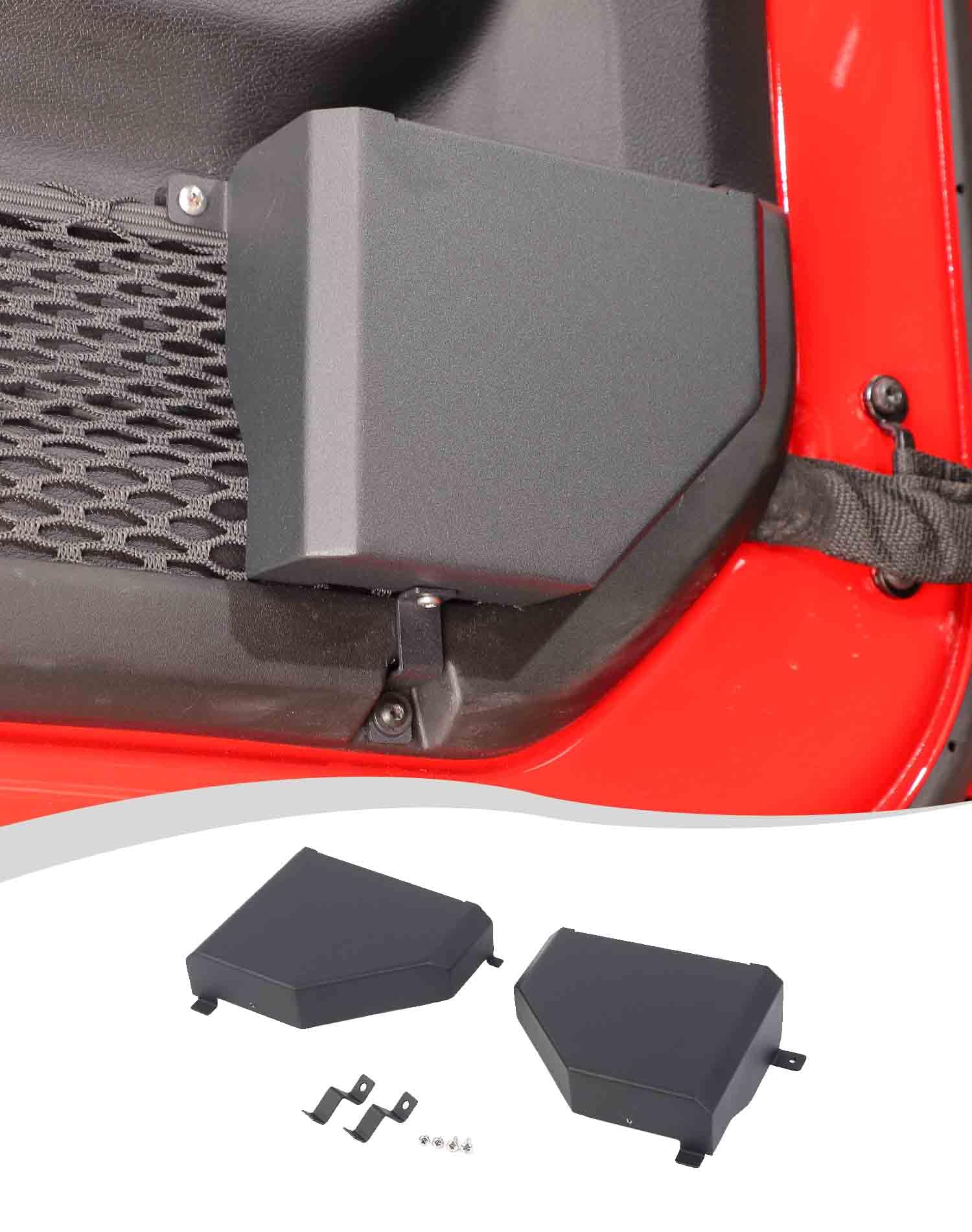 Hoolcar Vordertür-Aufbewahrungstaschen, Tür-Seiteneinsatz, Organizer-Box, Metalltürnetztasche, Ersatz, kompatibel mit Jeep Wrangler JL JLU & Gladiator JT 2018–2023, schwarz, kurz, 2 Stück von Hoolcar