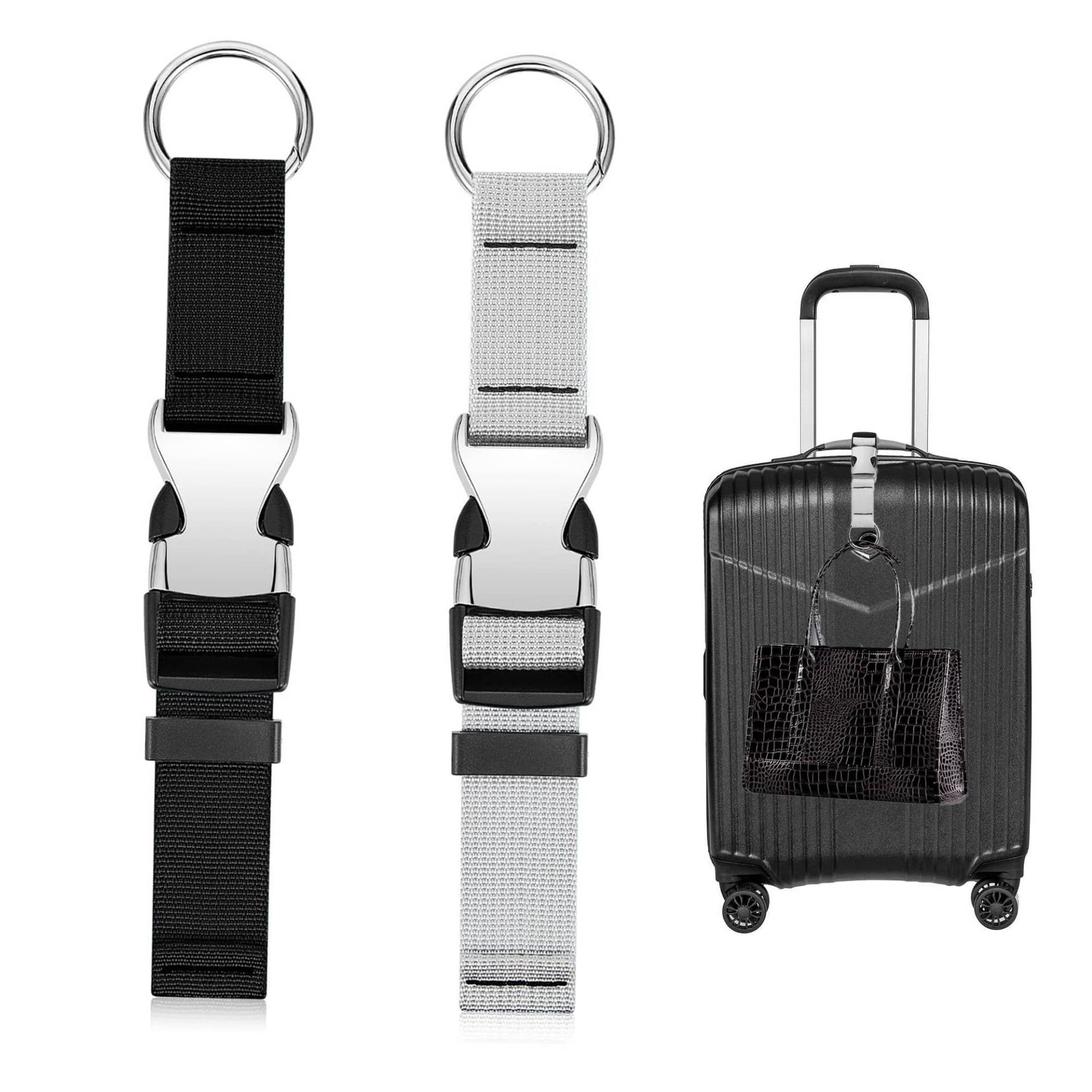 2 Stück Koffer Gurtband, Reisezubehör Luggage Strap, Add a Bag für Koffer Zubehör, Rucksack-Riemen mit Metallschnalle, Travel Essentials, Tragen Sie Zusätzliches Gepäck und Befreien Sie Ihre Hände von Hoonimo