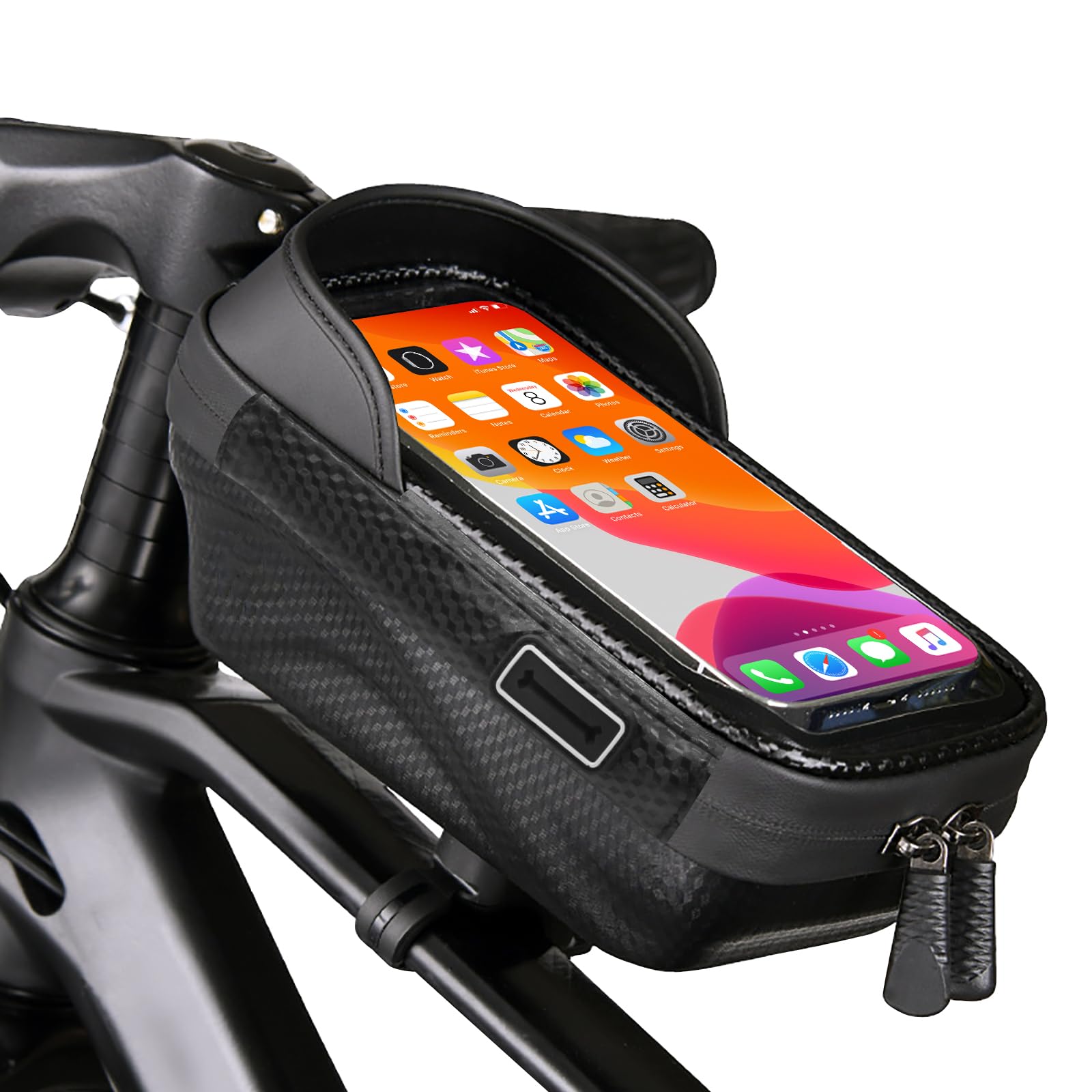 Horuili Rahmentasche Fahrrad Wasserdicht, Fahrrad Rahmentasche, Fahrrad-Navigations-Handytasche, Induktions-Touchscreen mit Sonnenblende, Geeignet für Android/iPhone/Samsung-Handys bis zu 6,5 (01) von Horuili