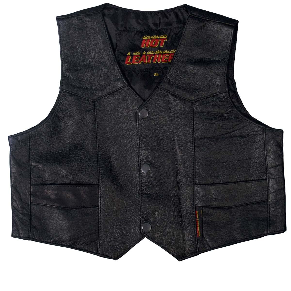 Hot Leathers Klassische Bikerweste für Jugendliche, Schwarz, Größe M von Hot Leathers