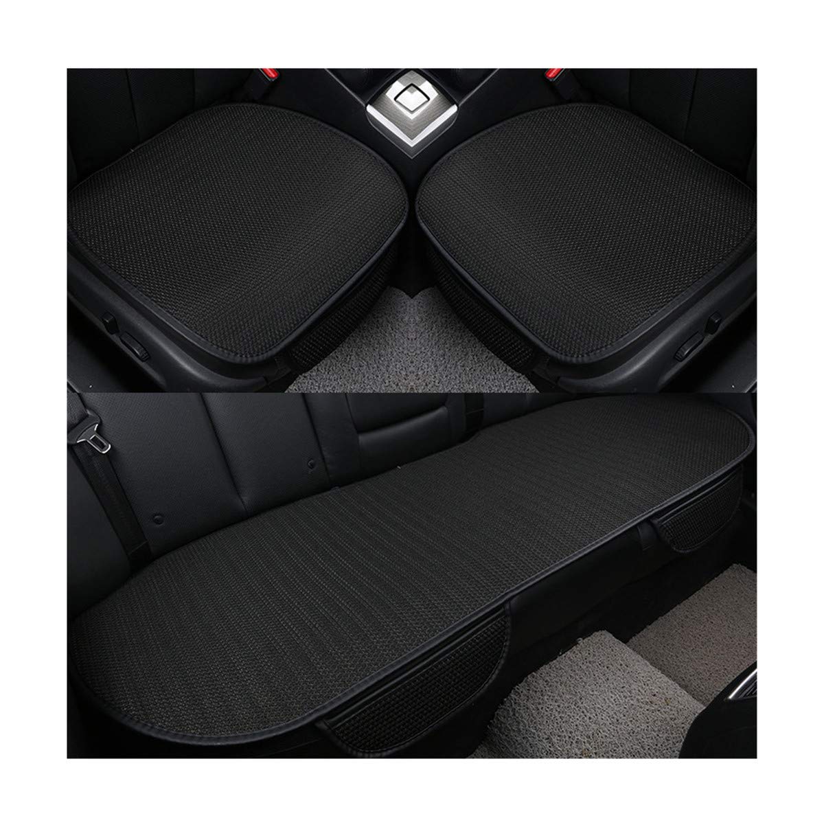 HotYou Auto-Sitzkissen, Sommer-Auto-Sitz-Kissen-einzelne Auflage-EIS-Seide-Quadrat-Auflage Backless Universal Anti-Rutsch-freies, das Sitz-Kissen bindet, Schwarz, Rücksitz * 1 Pic von HotYou