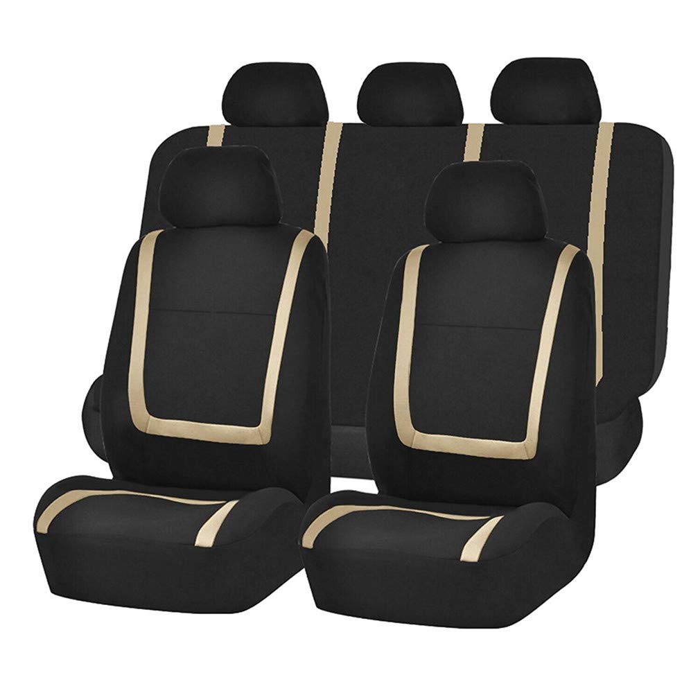 HotYou Autositzbezüge Set Universal - Auto-Schonbezüge für die Vordersitze & Rückbank mit Airbag - Polyester Auto-Sitzschoner Komplettset,Herausnehmbar und waschbar,Beige von HotYou