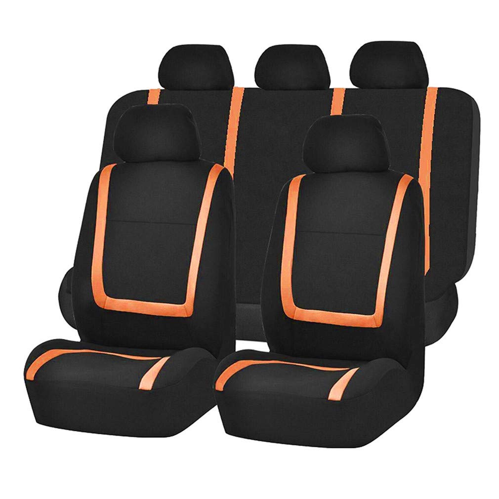 HotYou Autositzbezüge Set Universal - Auto-Schonbezüge für die Vordersitze & Rückbank mit Airbag - Polyester Auto-Sitzschoner Komplettset,Herausnehmbar und waschbar,Orange von HotYou