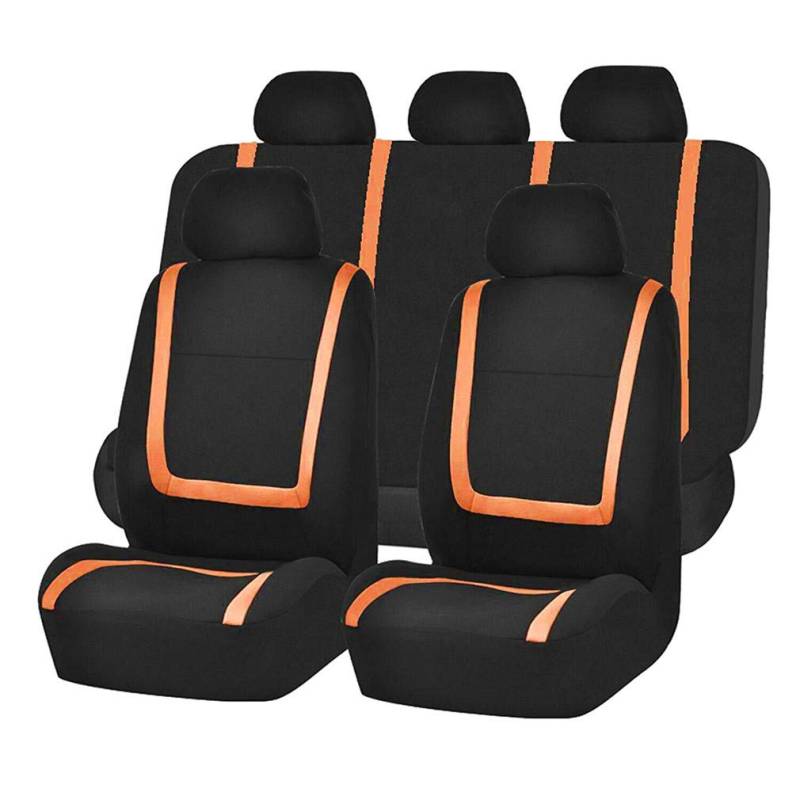 HotYou Autositzbezüge Set Universal - Auto-Schonbezüge für die Vordersitze & Rückbank mit Airbag - Polyester Auto-Sitzschoner Komplettset,Herausnehmbar und waschbar,Orange von HotYou