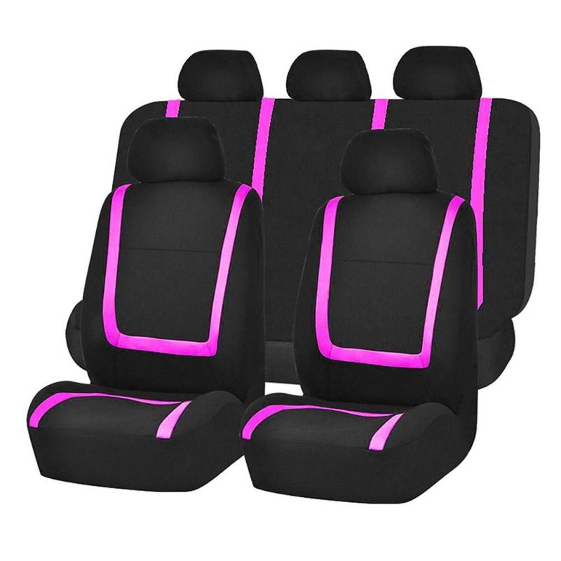 HotYou Autositzbezüge Set Universal - Auto-Schonbezüge für die Vordersitze & Rückbank mit Airbag - Polyester Auto-Sitzschoner Komplettset,Herausnehmbar und waschbar,Rose von HotYou