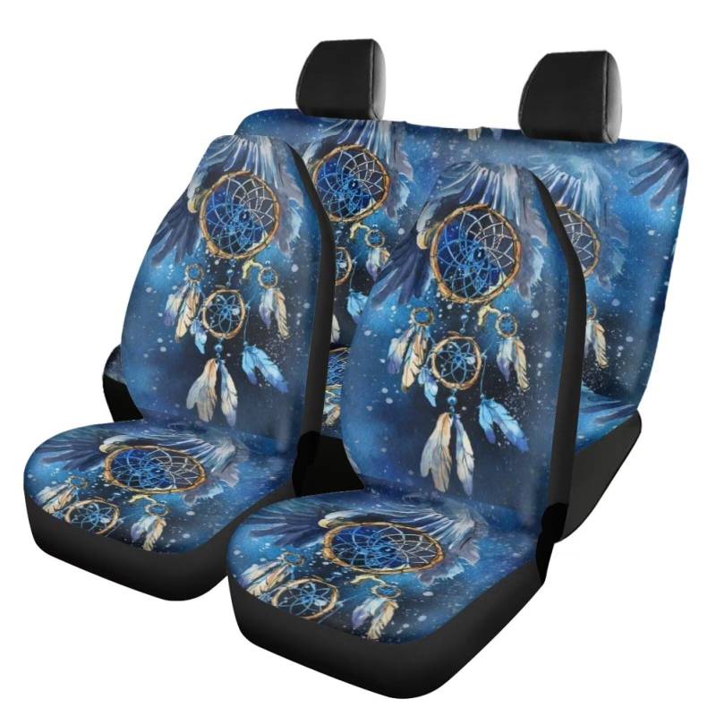 Howilath Autositzbezüge vorne und hinten, vollständiges Set, Eagle Traumfänger, Aquarell, Sternenhimmel, universelle Passform für Fahrzeug-Limousine und Auto-Innenschutz von Howilath