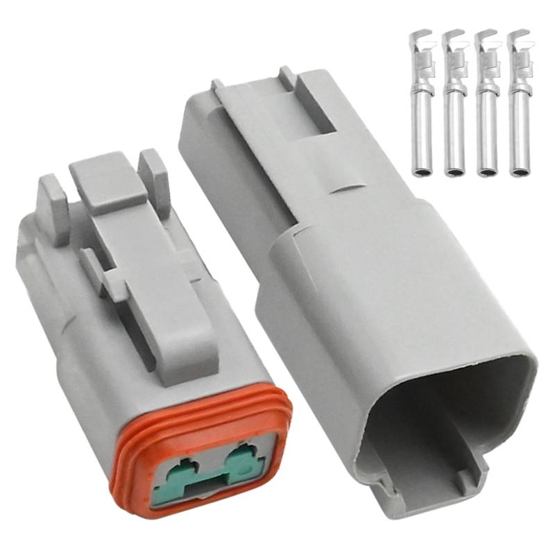 Hoypeyfiy 2-poliger Multi-Stecker, wasserdichtes Steckverbinder-Set, grau, wasserdicht, elektrischer Kabelverbinder, 13 A, wasserdichtes Stecker-Set, Ersatz für Deutsch DT-Serie von Hoypeyfiy