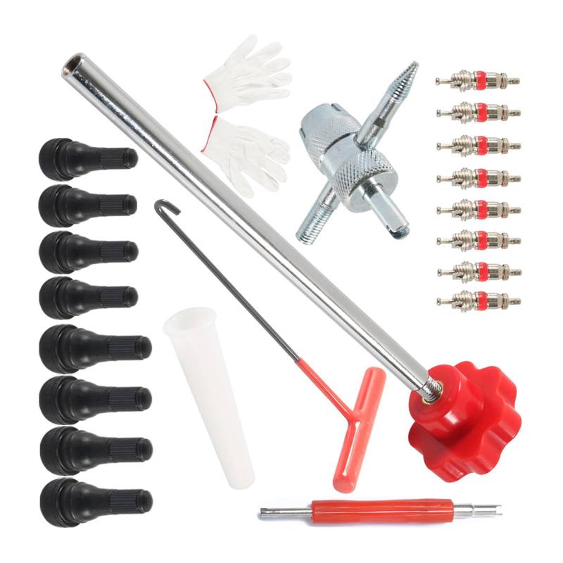 Hrtyvhin Umfassende 22pcs Reifenreparaturset Mit Ergonomischen Griffventilen Cores Remover Tool Set Für Komfortable Verwendung Und Einfacher Speicher von Hrtyvhin