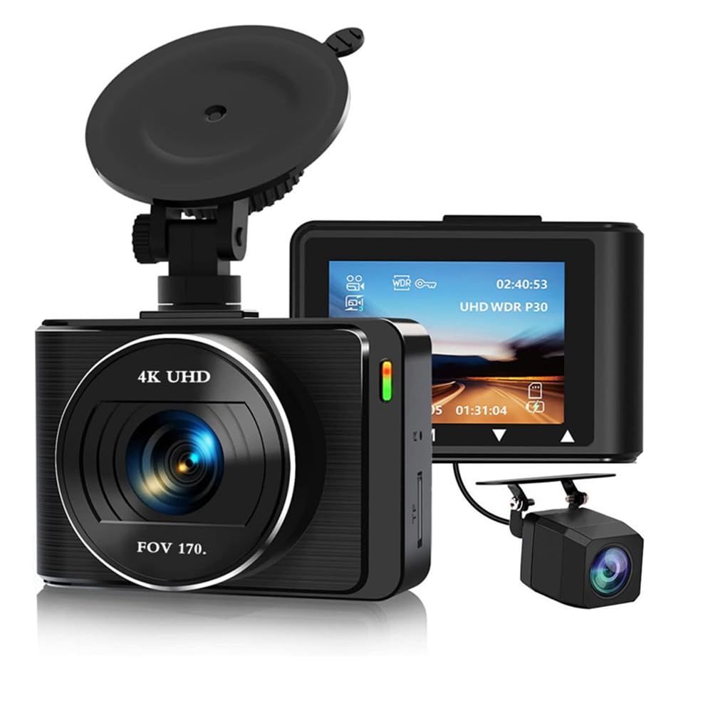 Hsdubygr Auto-Dashcam, 4K 1080p Dashcam, Front- und Heck-WLAN-Recorderkamera für Autos mit App-Steuerung, G-Sensor, Loop-Aufnahme von Hsdubygr