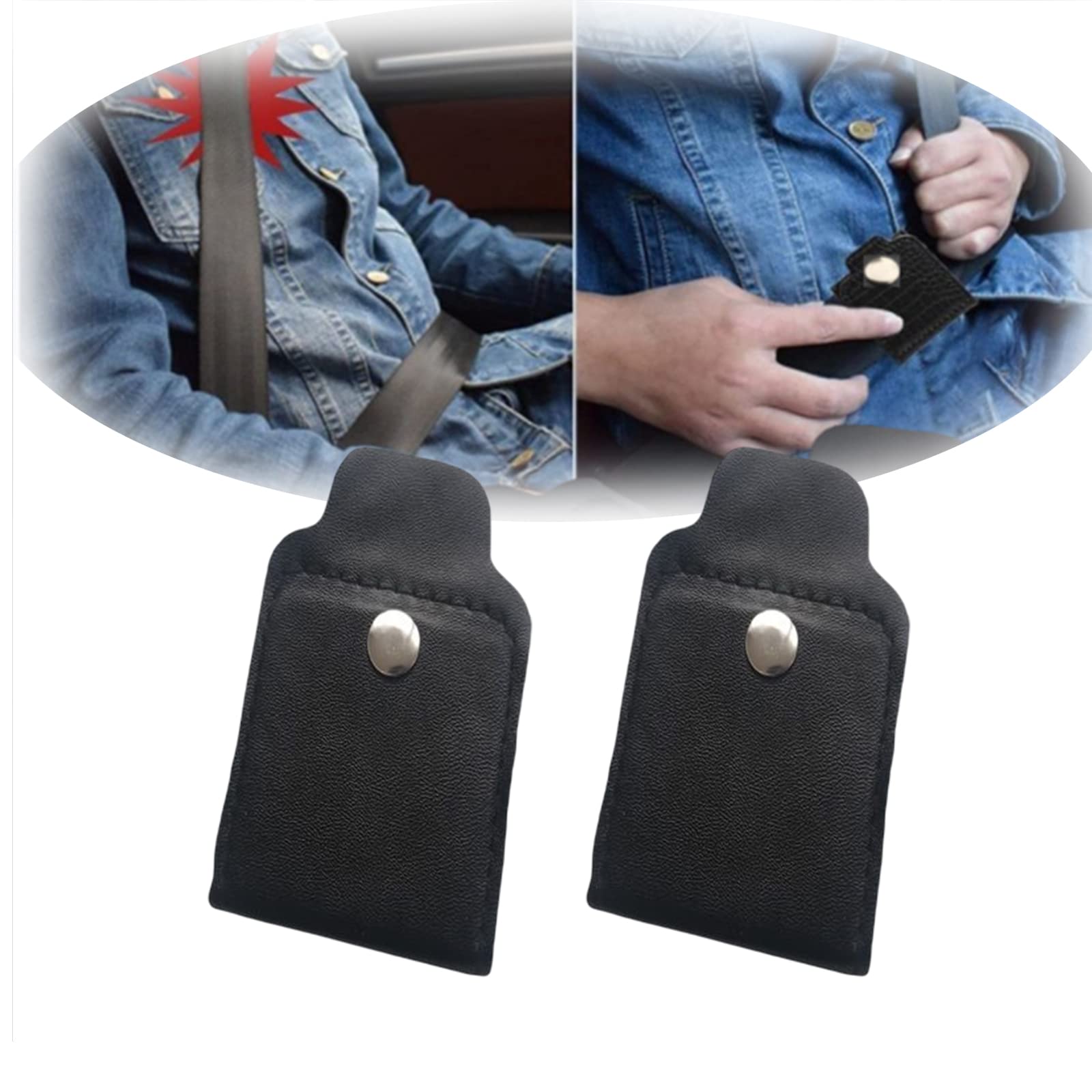 2 Stück Auto Sicherheitsgurt Versteller, Leder Auto Sicherheitsgurt Clip, Sicherheitsgurt Positionierer Universal Auto Gurtversteller, Komfort-Positionierer, Verriegelungsclips, Schwarz von HsentimenH