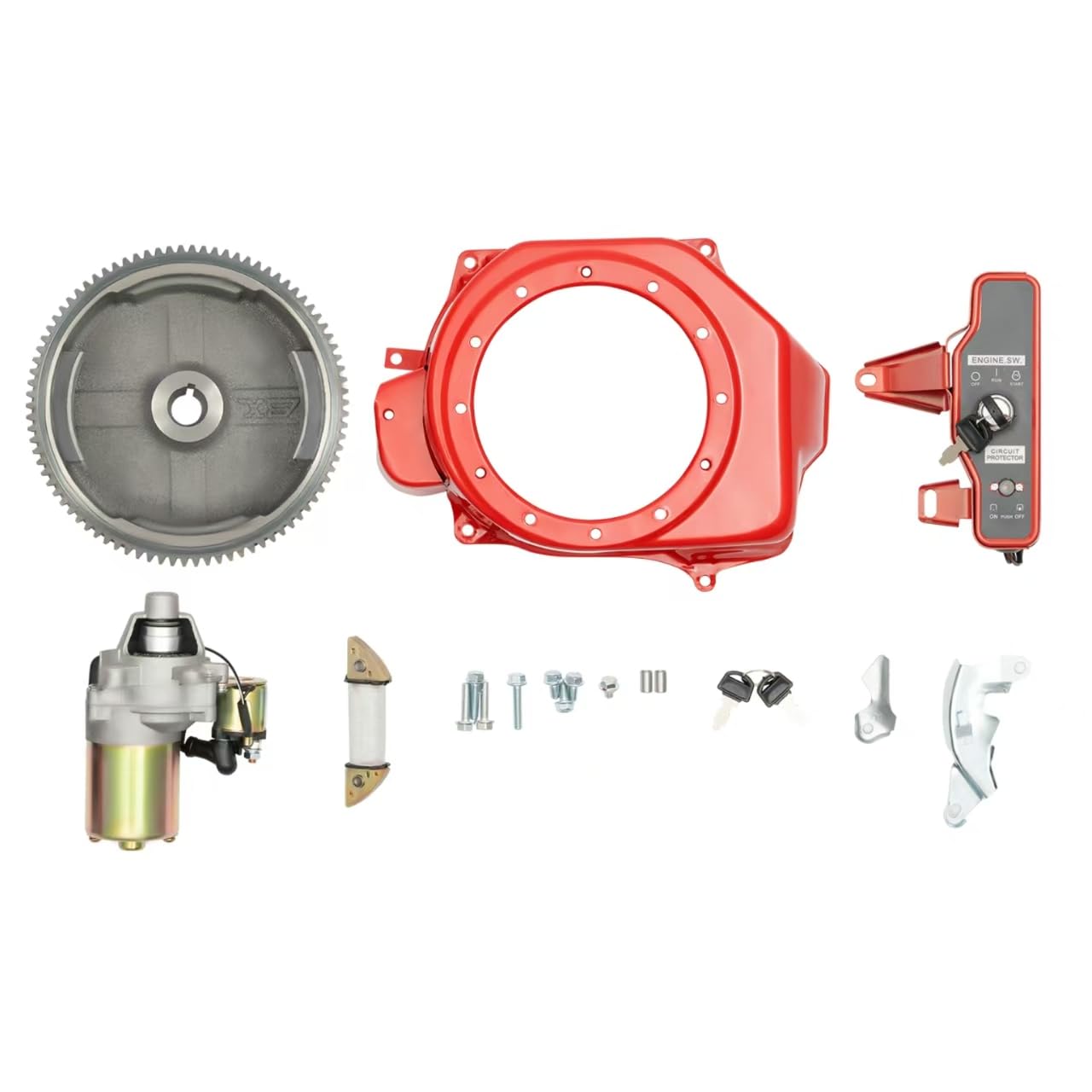 HuKaiL 17cm Schwungrad Elektrostart Kit, Elektrischer Start Umbausatz für HONDA GX160 5.5HP und HONDA GX200 6.5HP, Schwungrad Motor Starter mit Olenoid und Ladespule von HuKaiL