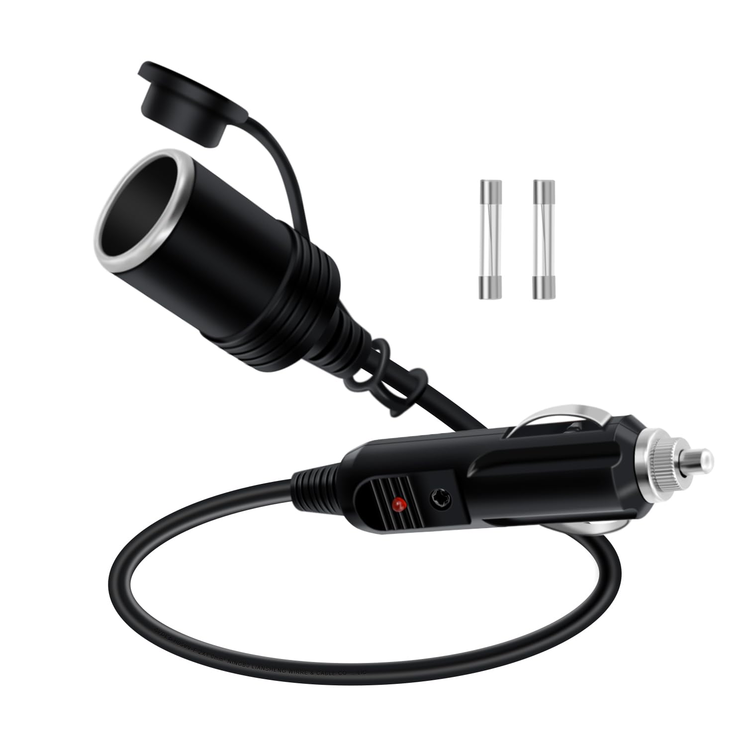 HuaLiSiJi Auto Zigarettenanzünder Verlängerungskabel 12V 24V Auto Ladegerät Verlängerung 16AWG mit LED Anzeigeleuchten für Reifen Inflator Staubsauger und andere tragbare Ausrüstung Tough (1 m) von HuaLiSiJi