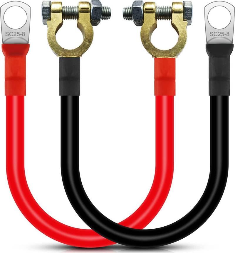 HuaLiSiJi Batterie Wechselrichter Kabel 25mm² 3AWG Batterieklemmen mit Kabel 12V 24V SC25-8 für Autos, Schiffe, Solarenergie, Wohnmobile, Motorräder, Rasenmäher, Wechselrichter 30cm von HuaLiSiJi