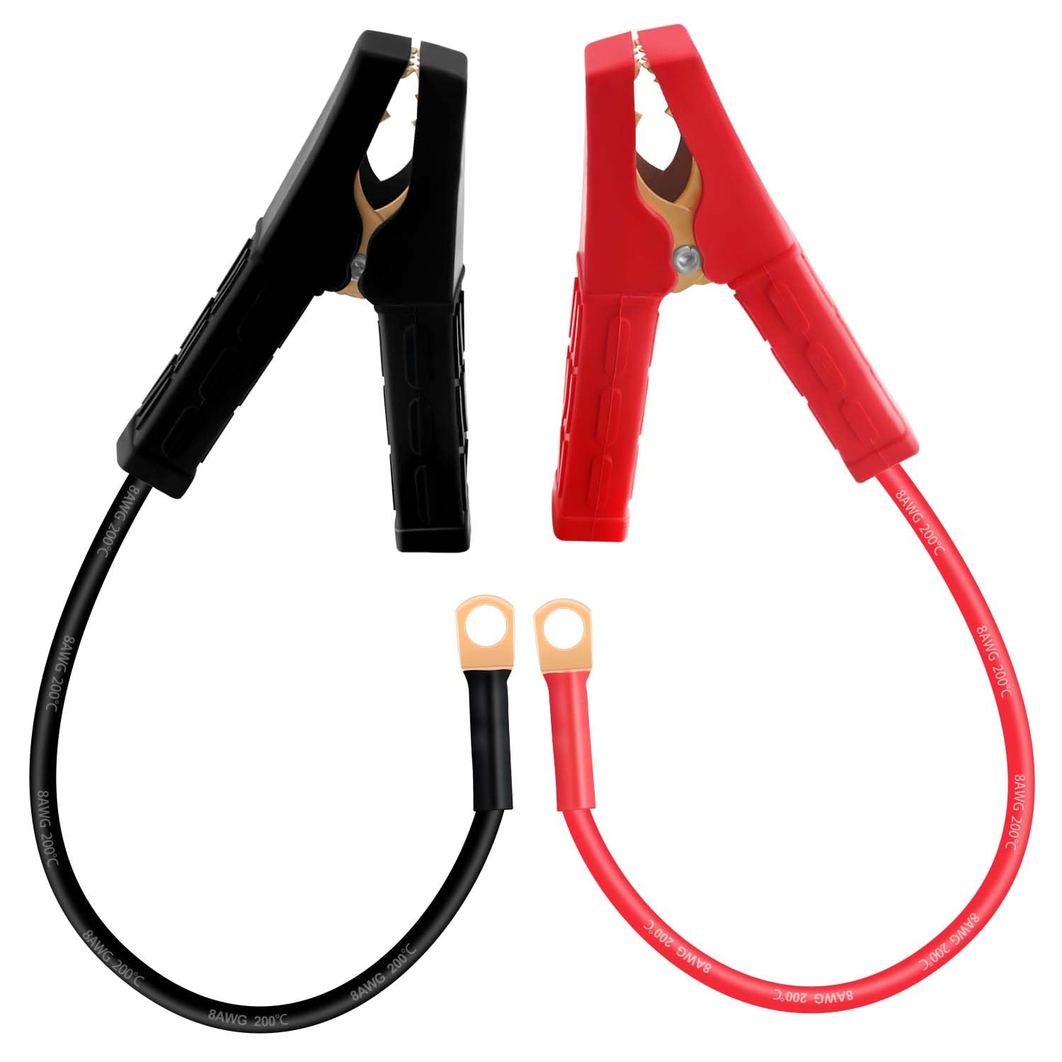 HuaLiSiJi Jumper Starthilfekabel Auto Batterie Kabel 8AWG, Krokodilklemmen mit Kabel, für 12V 24V Tragbare Auto-Starthilfe Jump Starter Booster (50cm) von HuaLiSiJi