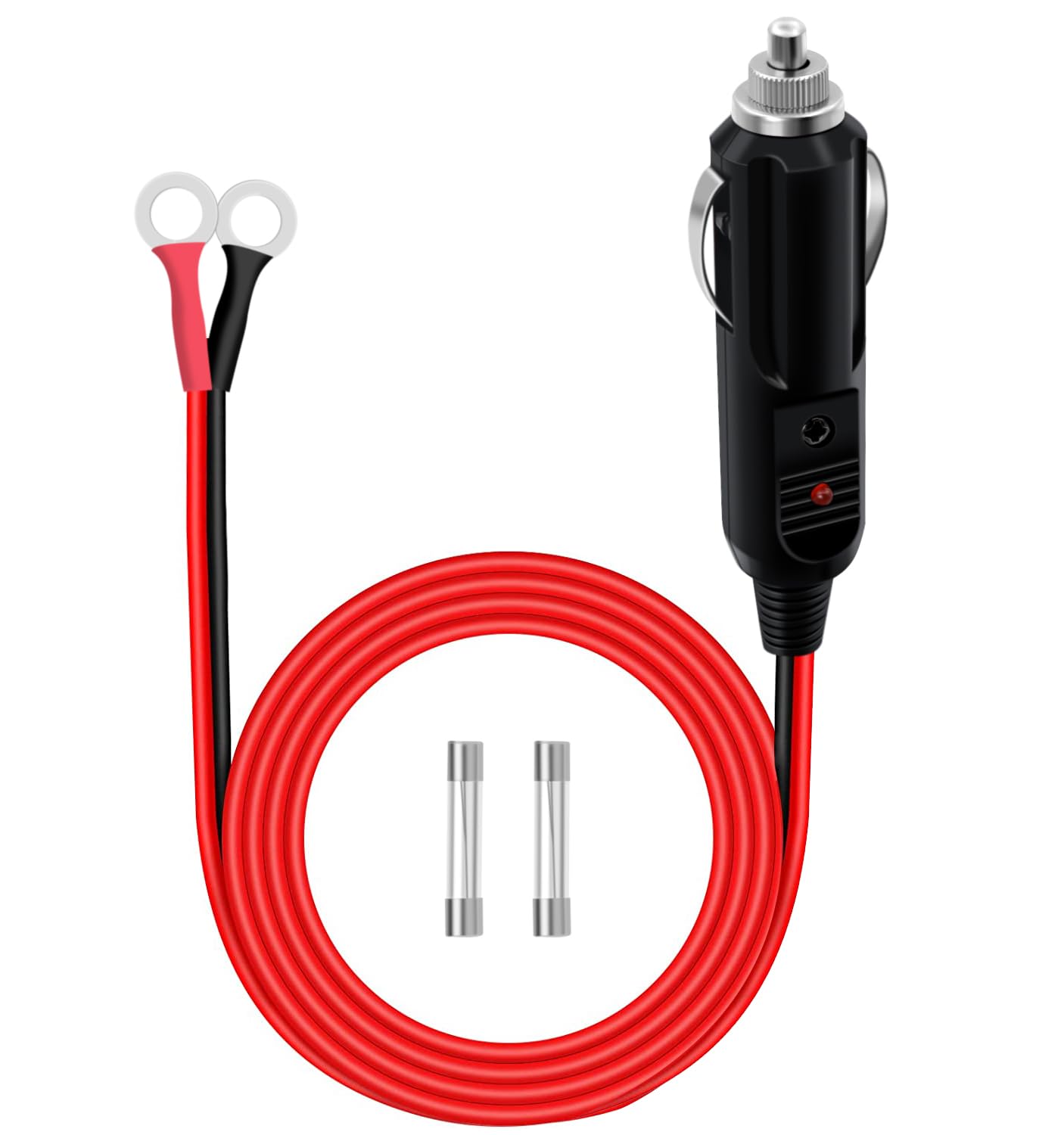 HuaLiSiJi Zigarettenanzünder Stecker auf O Ring Anschluss 12V 24V Auto Wechselrichter Kabel mit 15A Sicherung Stecker Verlängerungskabel 14AWG für Auto Wechselrichter Auto Audio etc (1.8 m) von HuaLiSiJi