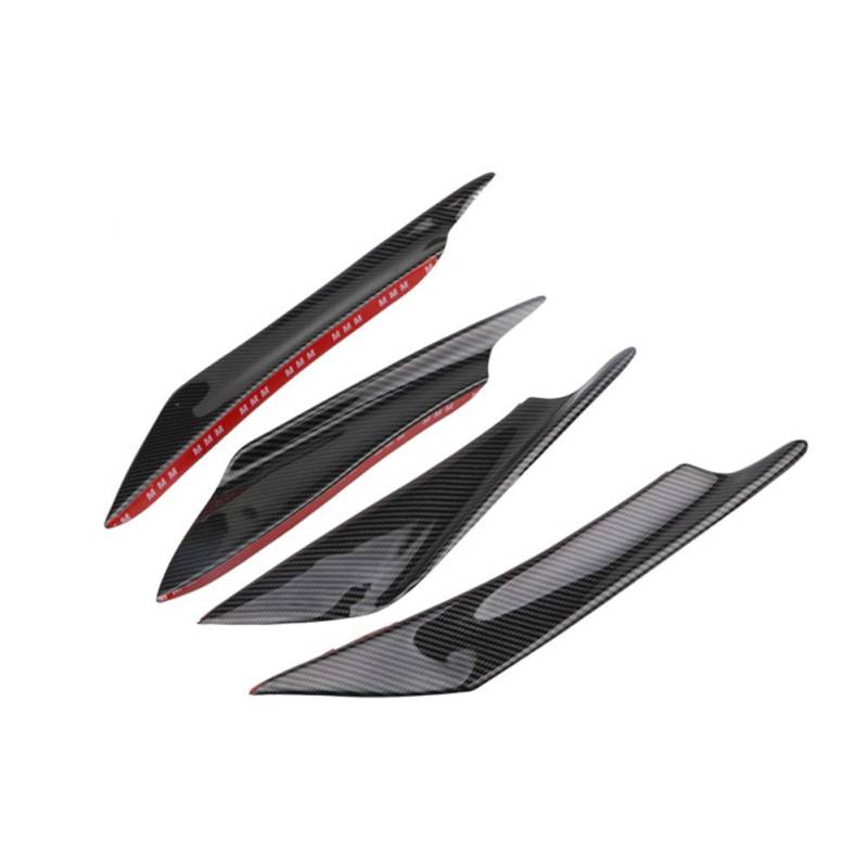 Frontstoßstange Deflector, 4 STÜCKE Kohlefaser Auto Stoßstange Splitter Diffusor Spoilerlippe Frontstoßstange Deflector Canard Splitter Diffusor Valenz Spoiler Lippe Anti-Crash Spoiler Lip Splitter von Huamengyuan