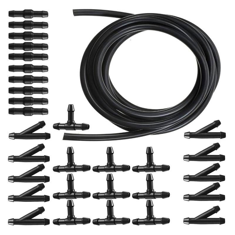 Universal Scheibenwaschanlage Schlauch 5M, Wischwasserschlauch Reparaturset, Automotive Schlauch, Isolierschlauch, Universal Scheibenwaschanlage Schlauch mit 30 Stücke Schlauchverbinder von Huamirra