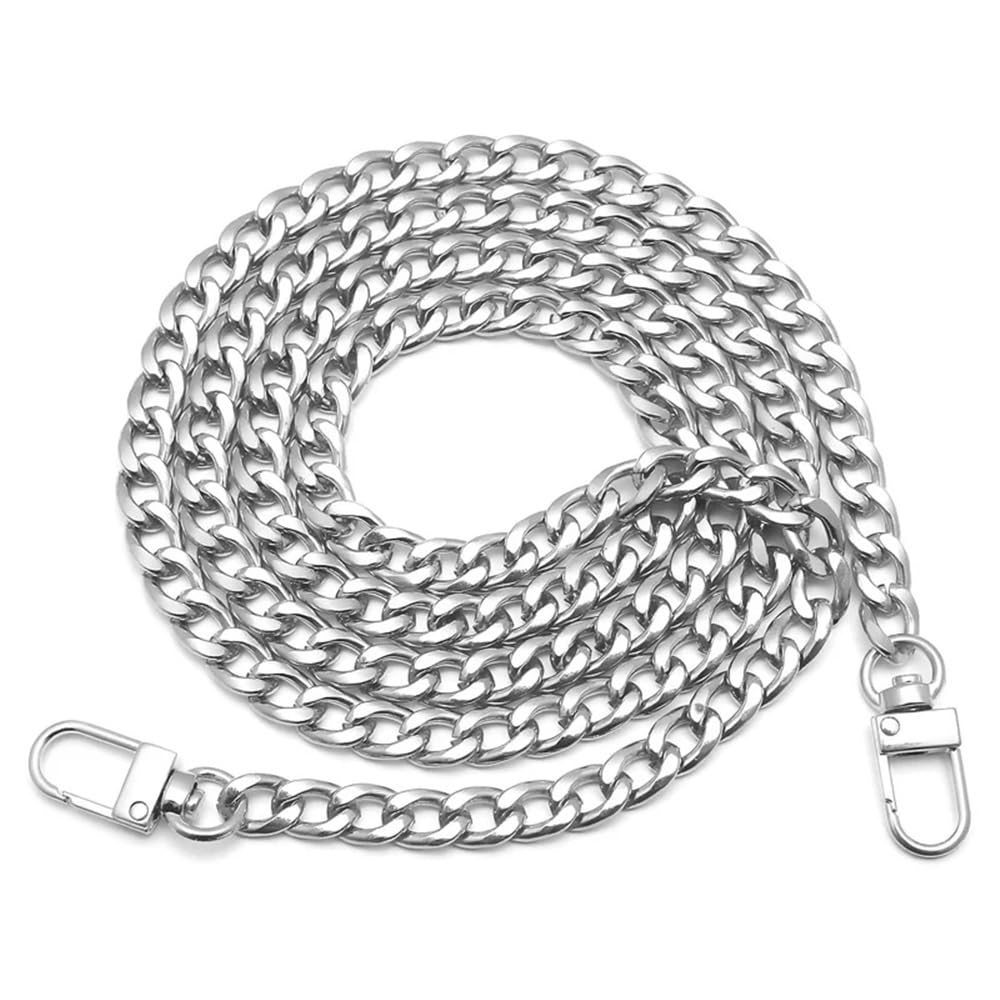 Ersatz Trageriemen Schulterriemen Geldbörsen-Kettenriemen, Flacher Kettenriemen, Handtaschenketten mit Metallschnallen for Geldbörsen, Taschen, Ersatzriemen Schultergurt(Silver,40cm) von Huangj-0527