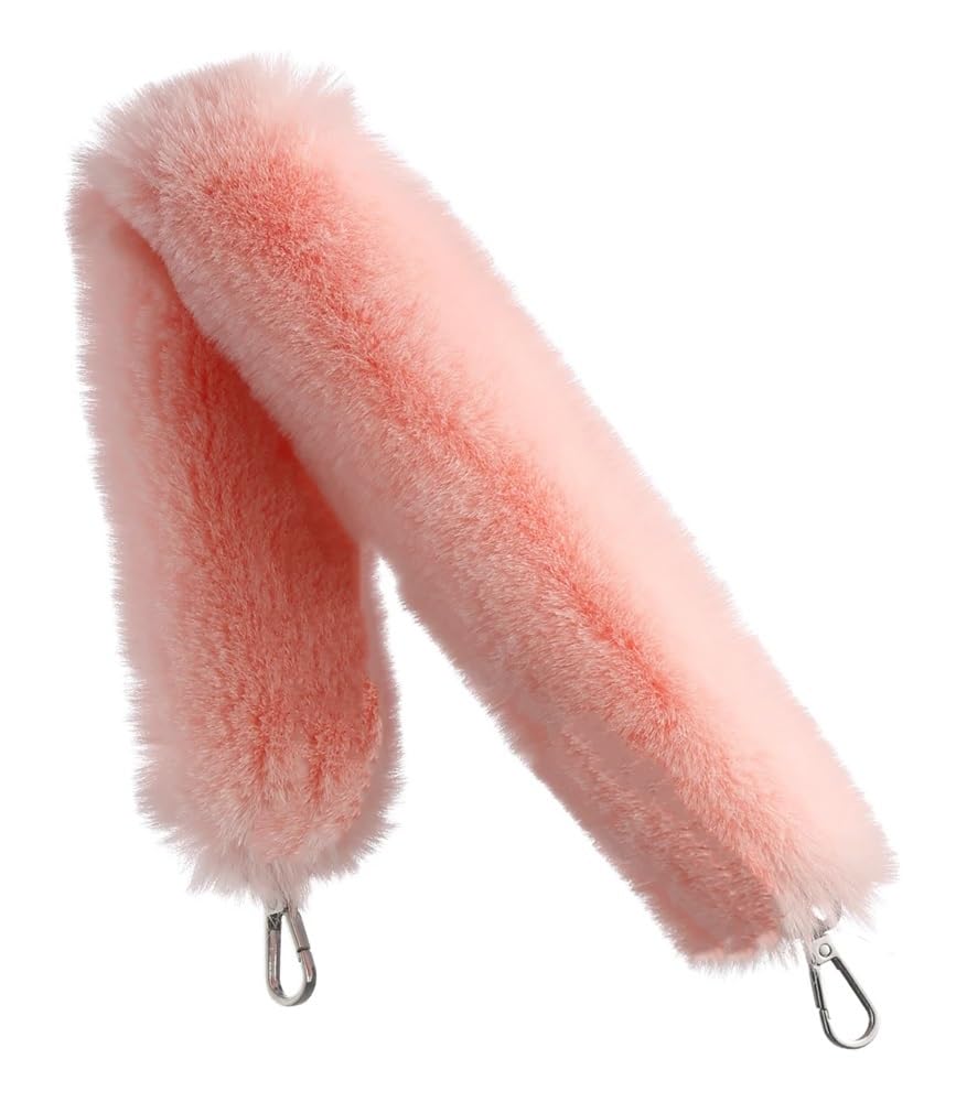 Ersatz Trageriemen Schulterriemen Kunstfell Griffband Portemonnaie Zubehör Taschenkette Ersatz Portemonnaie Schultergurt Umhängetaschengurt Pelziger Handgurt Schultergurt(Light pink,45cm) von Huangj-0527