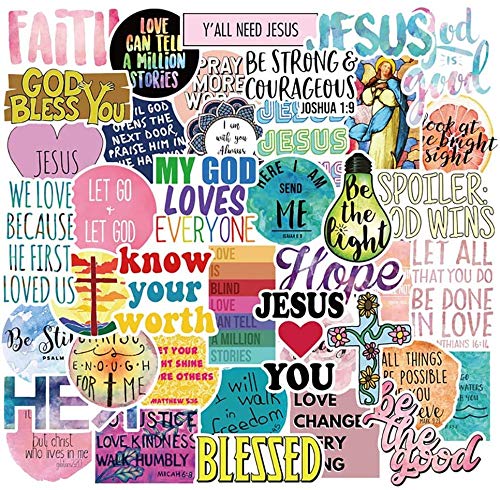 Huayao Christian Stickers 50er Pack. Religiöse, Bibel, Glaubensaufkleber. Jesus und Kreuzaufkleber. Nettes Bibelzubehör und christliche Geschenke von ZYZYZK